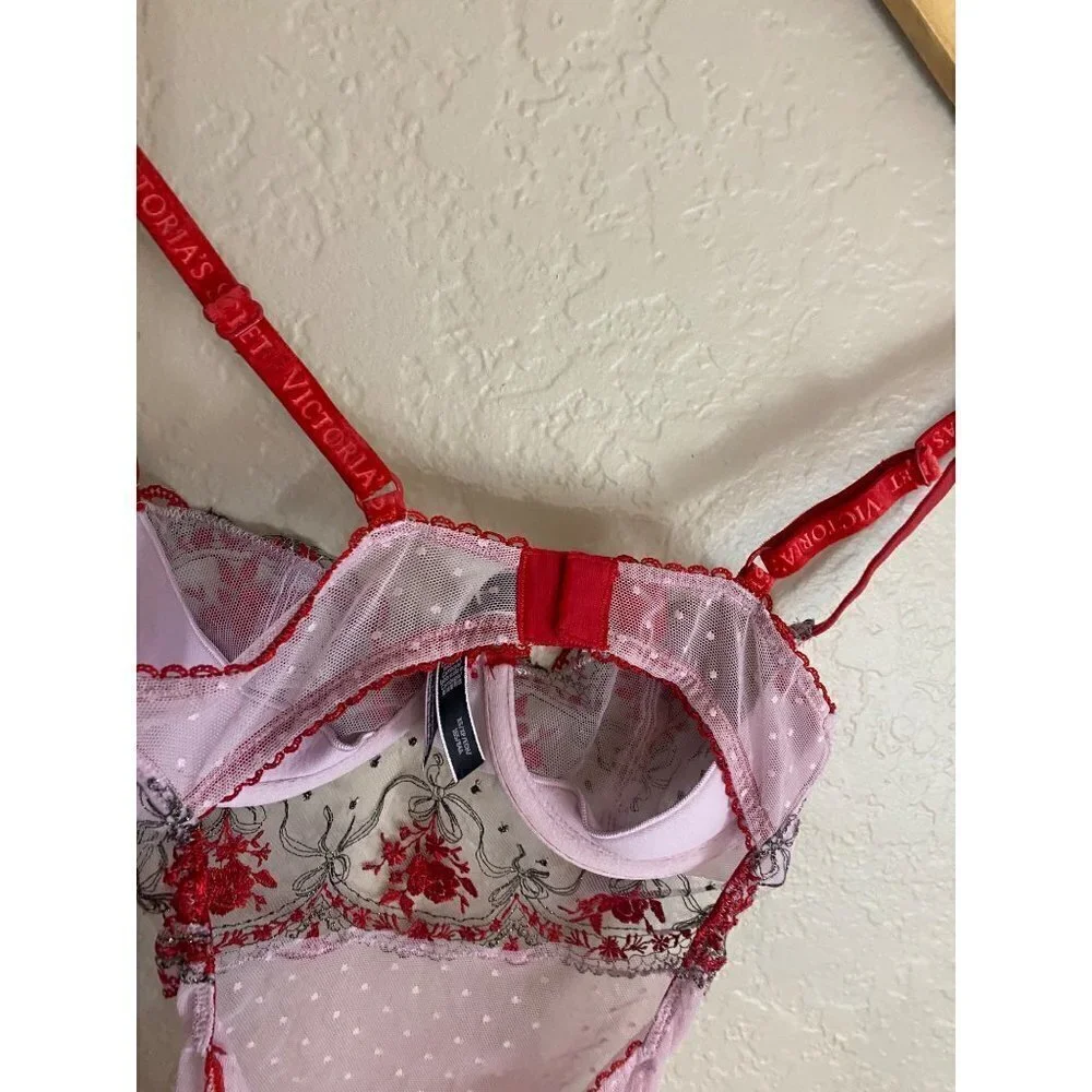 Victoria Secret Women's Rose Bud Dot Wicked Teddy Pink/Red - XS - Picture 4 of 16